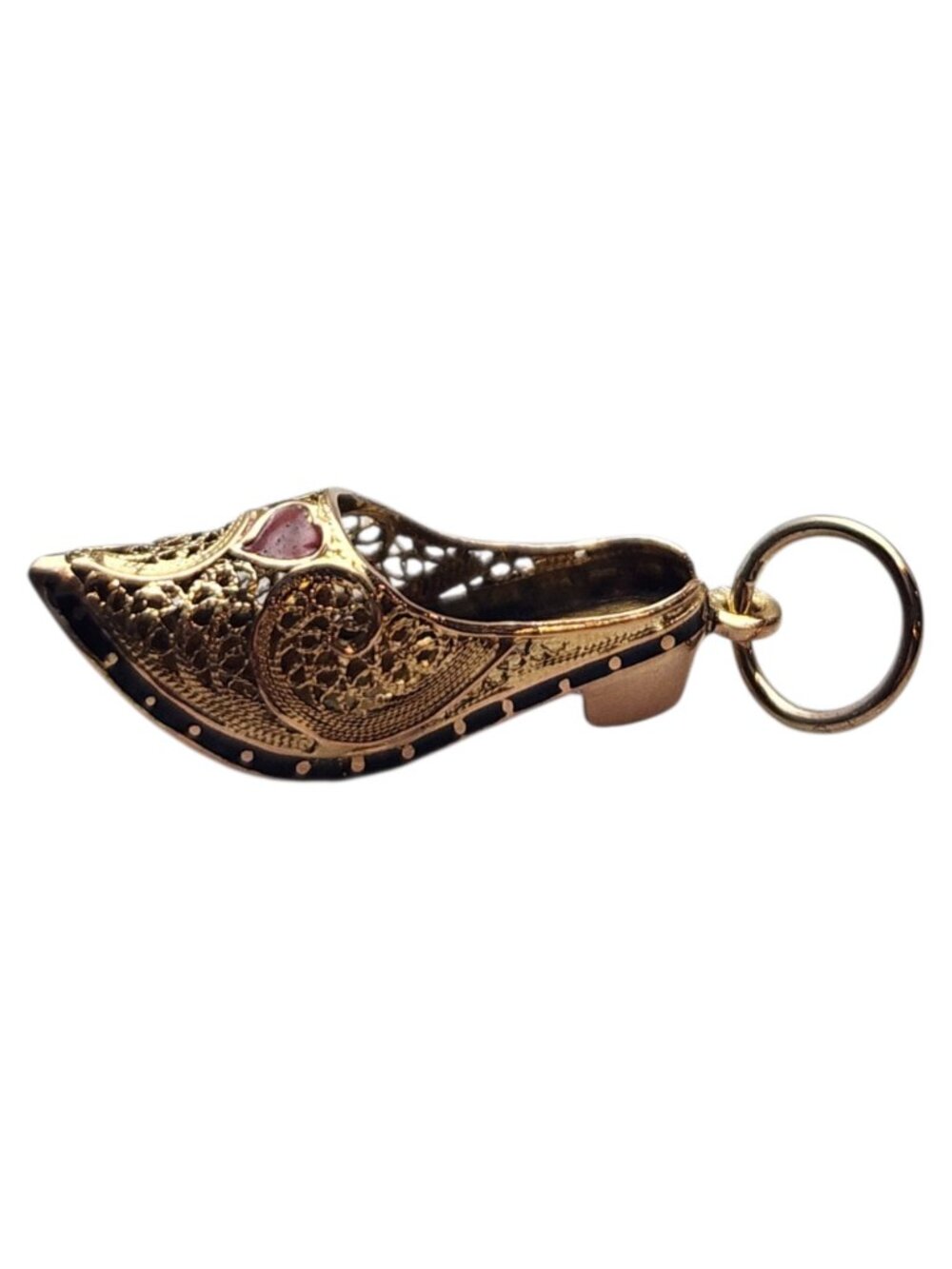 19.2K Yellow Gold Tamanco Filigree Slipper / Clog Charm #25819